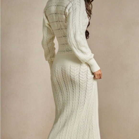 Crochet Cream Maxi Dress - Picture 11 of 15